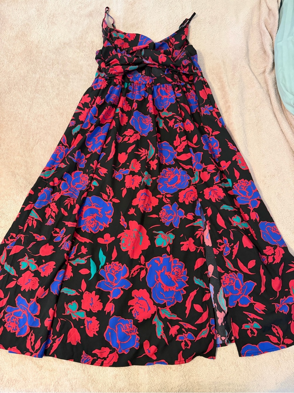 SHEIN Black Maxi Skirt with Redish/Pink & Blue Floral Print